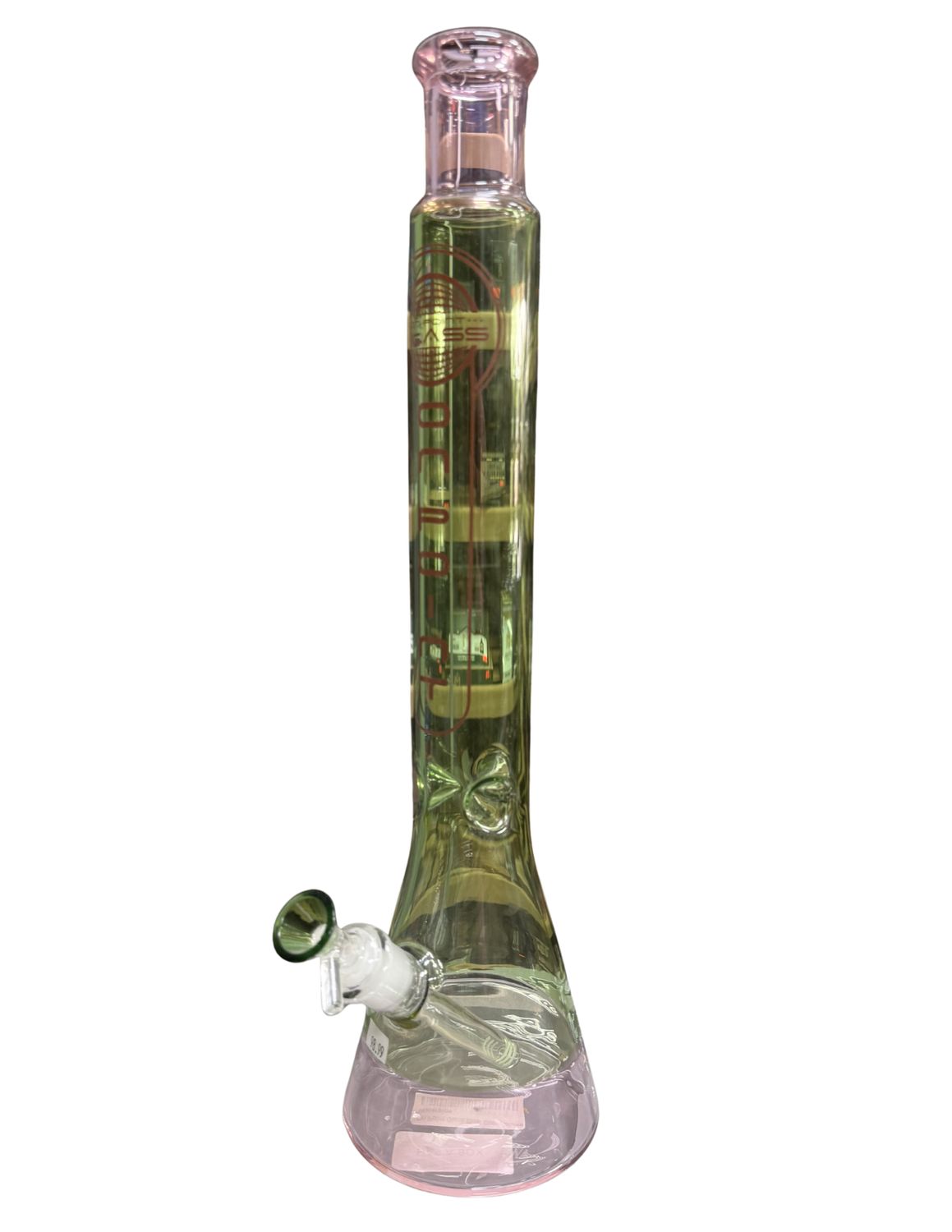 On Point Beaker Waterpipe, Colour: Green &amp; Pink