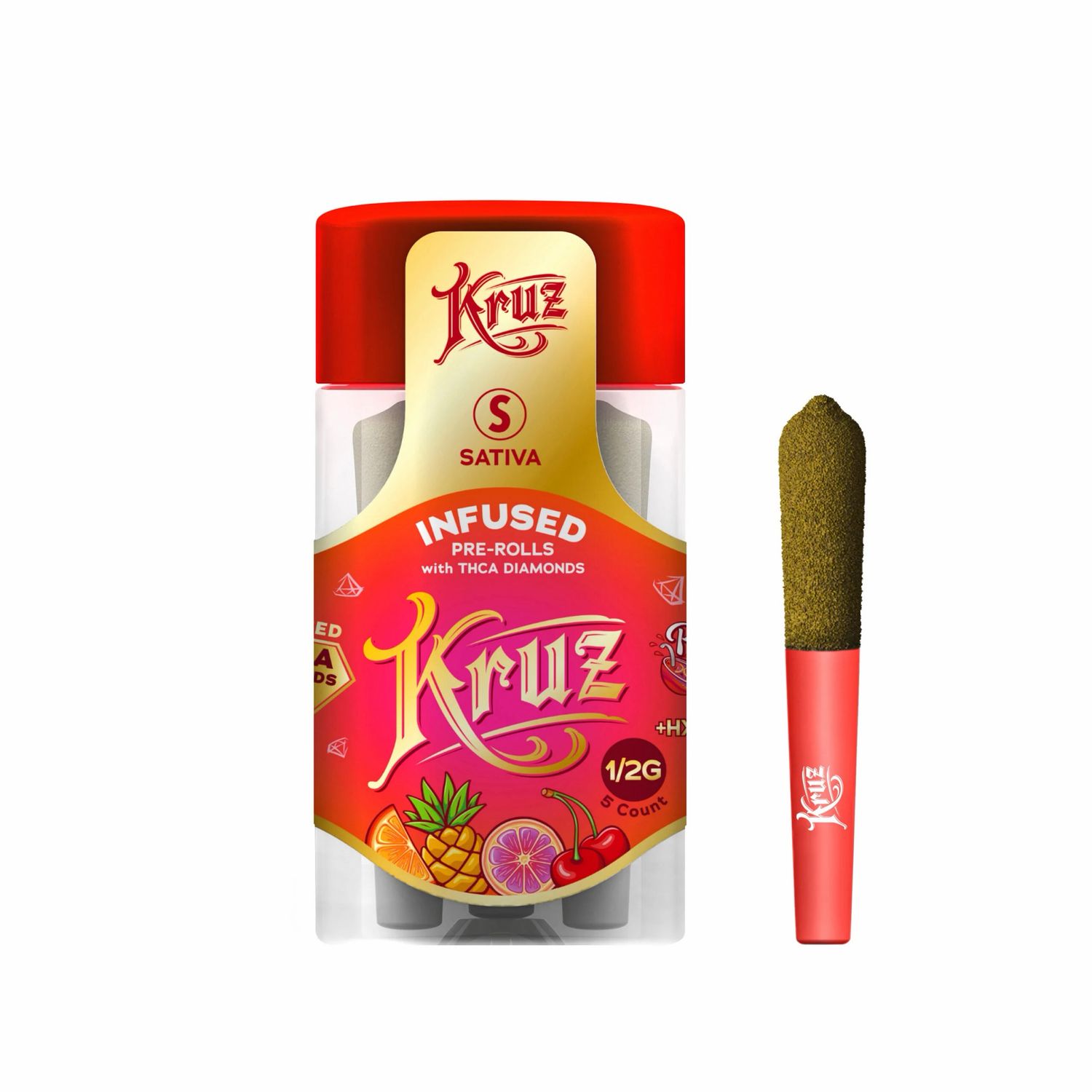 Kruz Infused Pre-Rolls, Size: 1/2G 5ct, Strain: Panama Punch