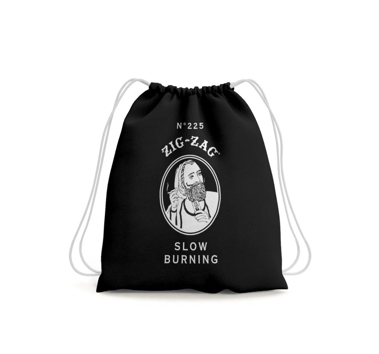 Zig-Zag Black Drawstring Bag