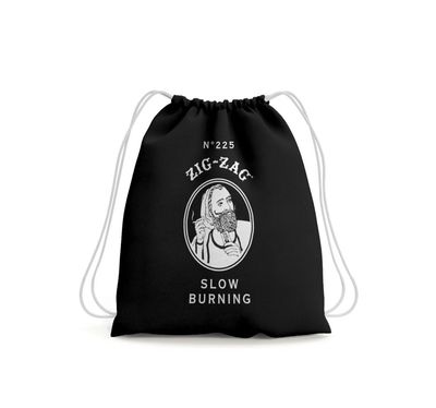 Zig-Zag Black Drawstring Bag