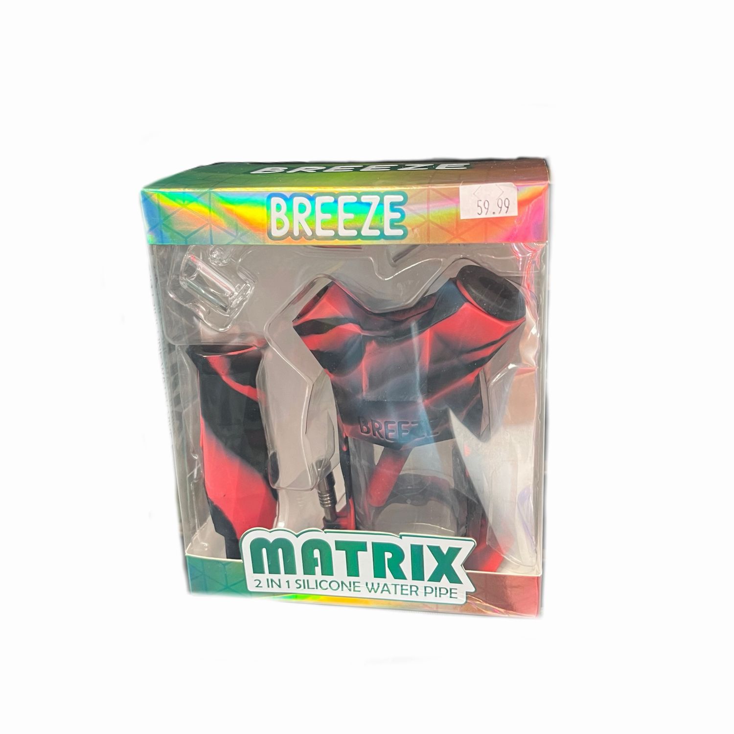 Breeze Matrix Silicone Waterpipe Set, Colour: Red &amp; Black