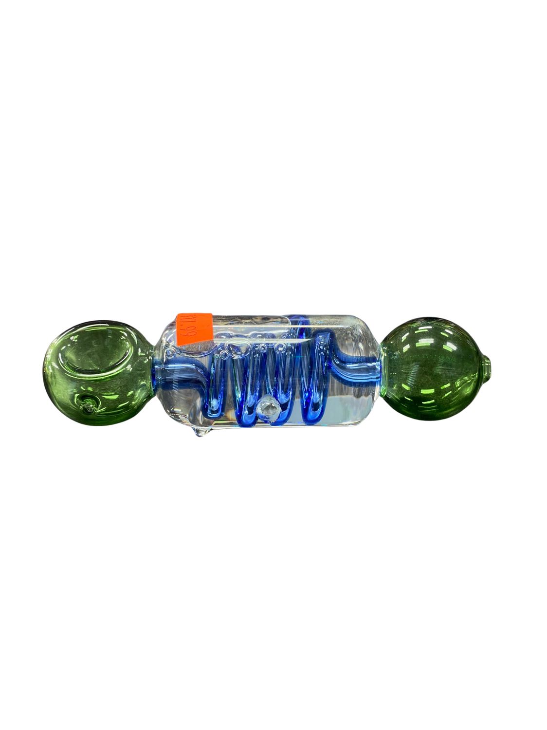 Glycerin Filled Swirl Designed Hand Pipe, Colour: Green