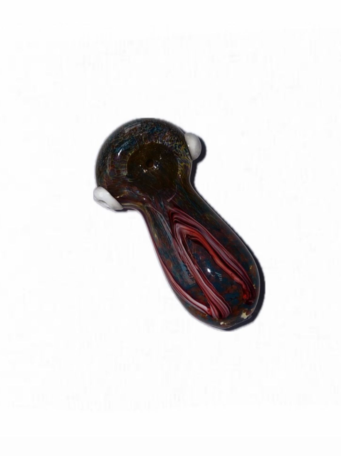White Knobbed Multi-Colored Hand Pipe