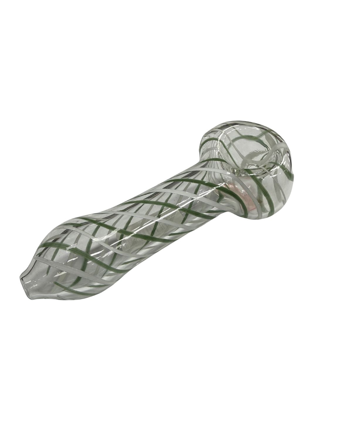 Clear w/ Stripes Hand Pipe, Colour: Green