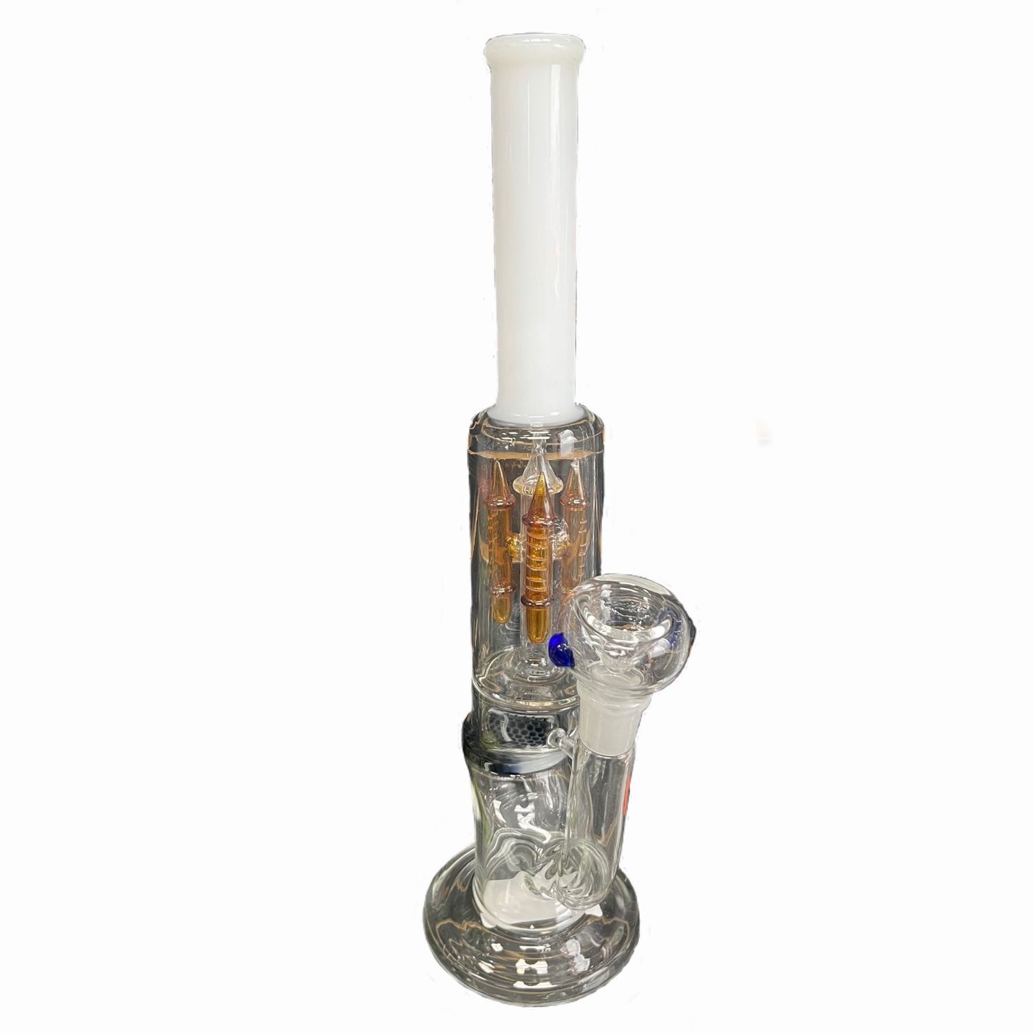 4-Spiked Perc White Tipped Waterpipe