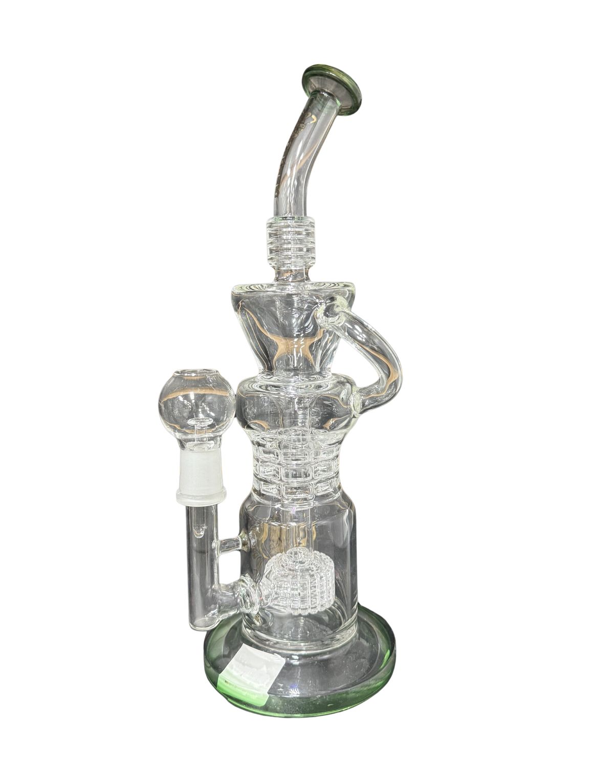 Shining Glass Green Trimmed Multi-Perc Waterpipe