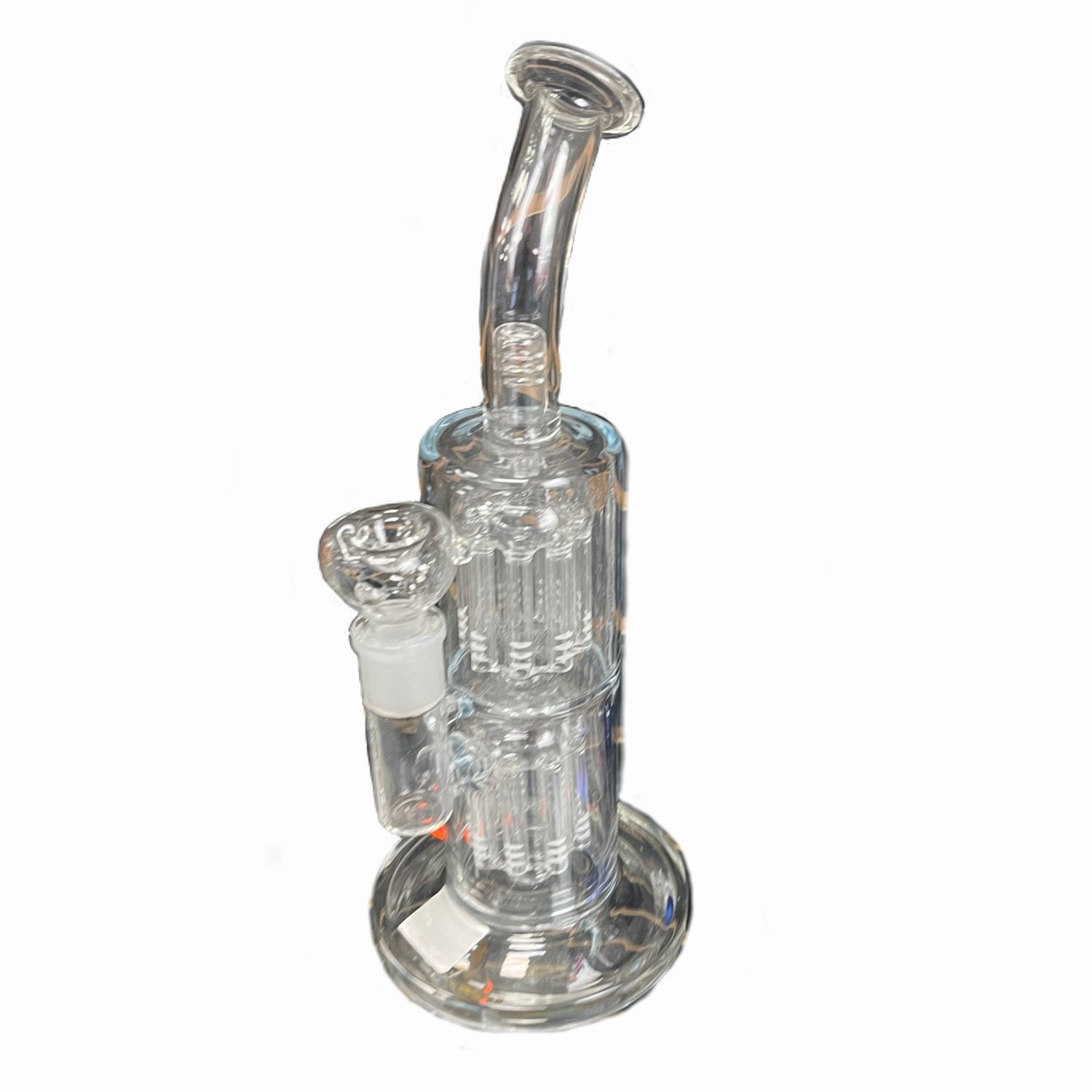 Double Shower Perc Clear Curved Waterpipe