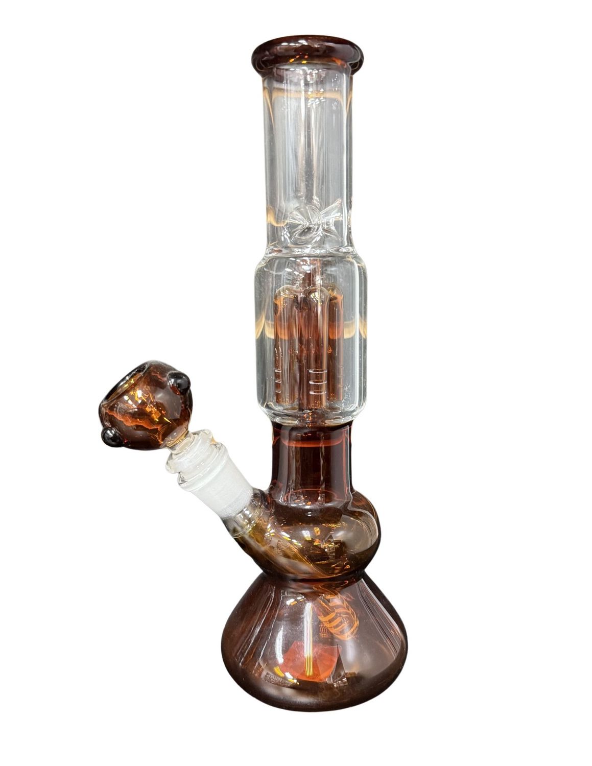 Bubble Beaker Single Chamber Perc Waterpipe, Colour: Brown