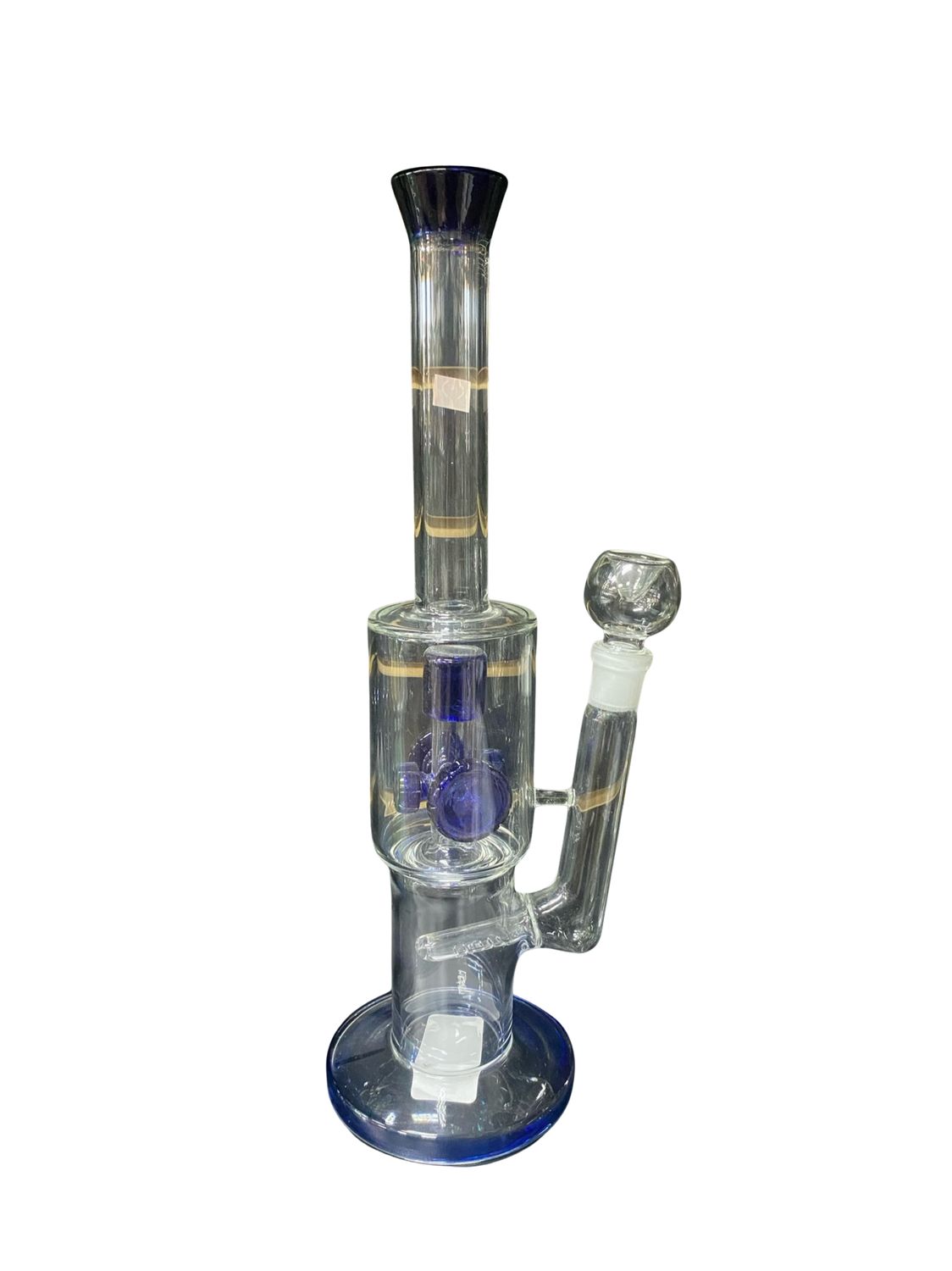 14" Blue Trimmed Unique Perc Waterpipe