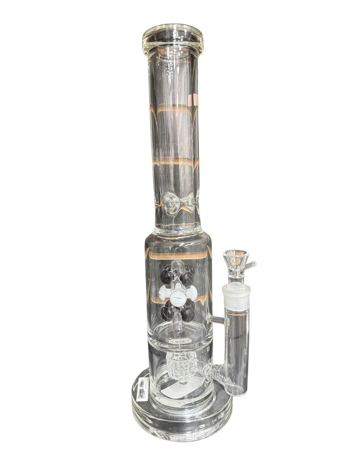 16" Clear w/ Black &amp; White Perc Waterpipe