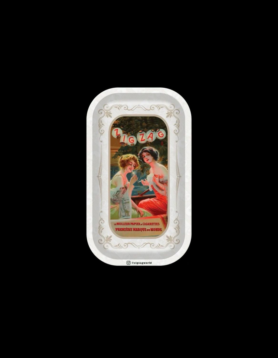 Zig Zag Small Vintage Lantern Metal Rolling Tray