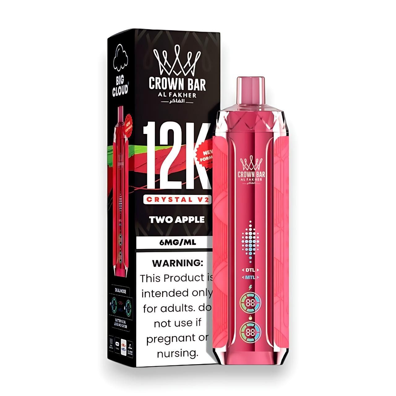 Al Fakher Crown Bar 12k Puffs, Flavor: Two Apple