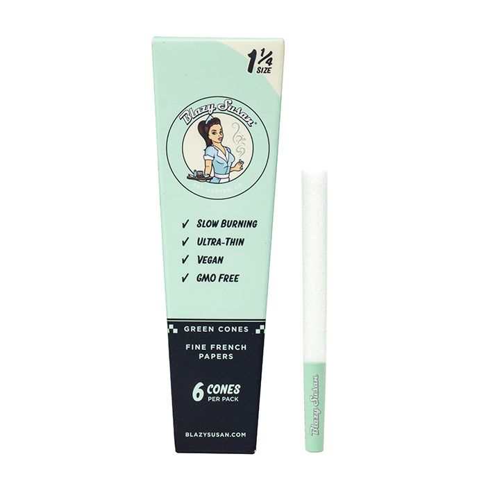 Blazy Susan Green Pre-Rolled Cones, Size: 6 Pack, Style: 1 1/4