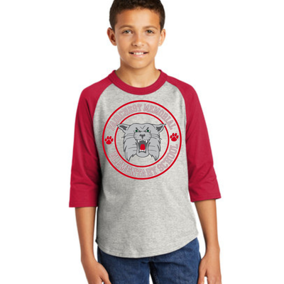 Youth 3/4 Sleeve Grey And Red