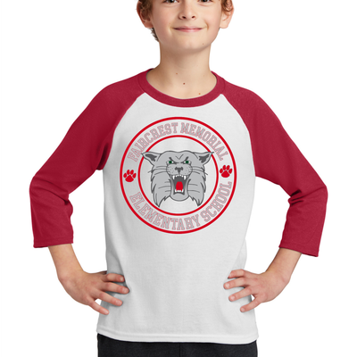 Youth 3/4 Sleeve Red and White