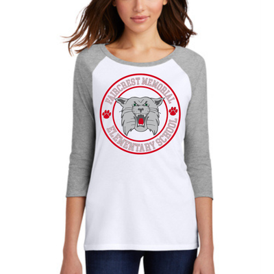 Womens 3/4 Sleeve White Grey