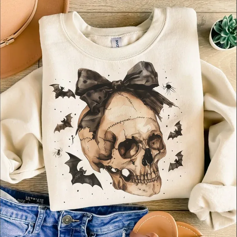 Tan Skull Crew neck