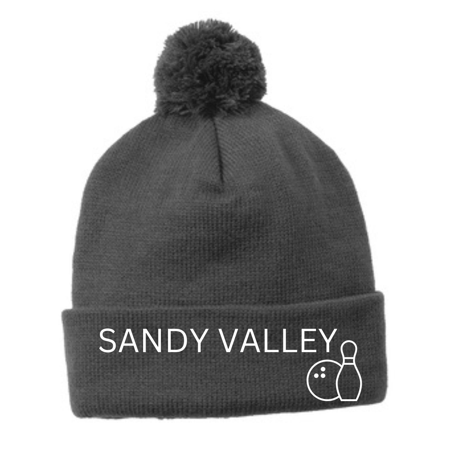 Grey PomPom Embroidered