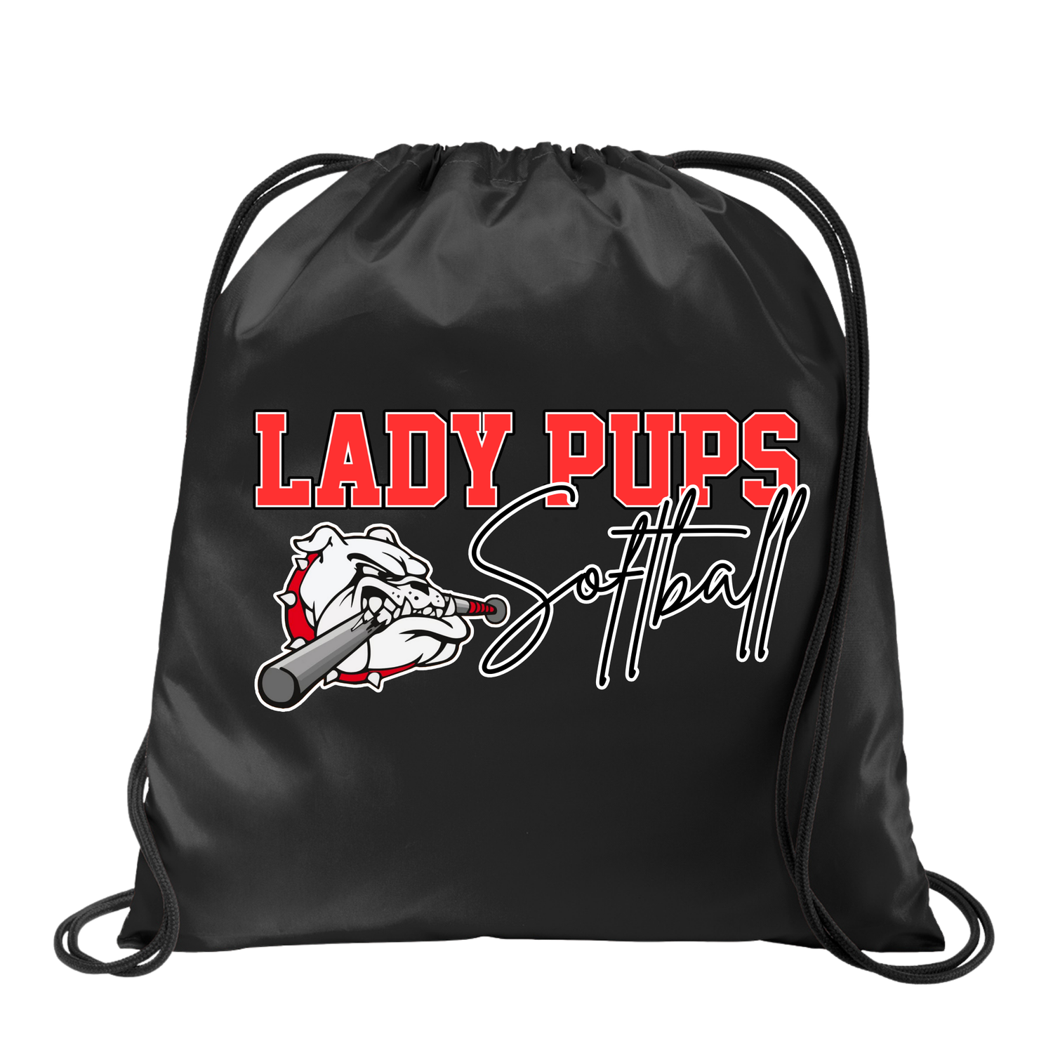 Lady Pups Cursive Draw String Bag
