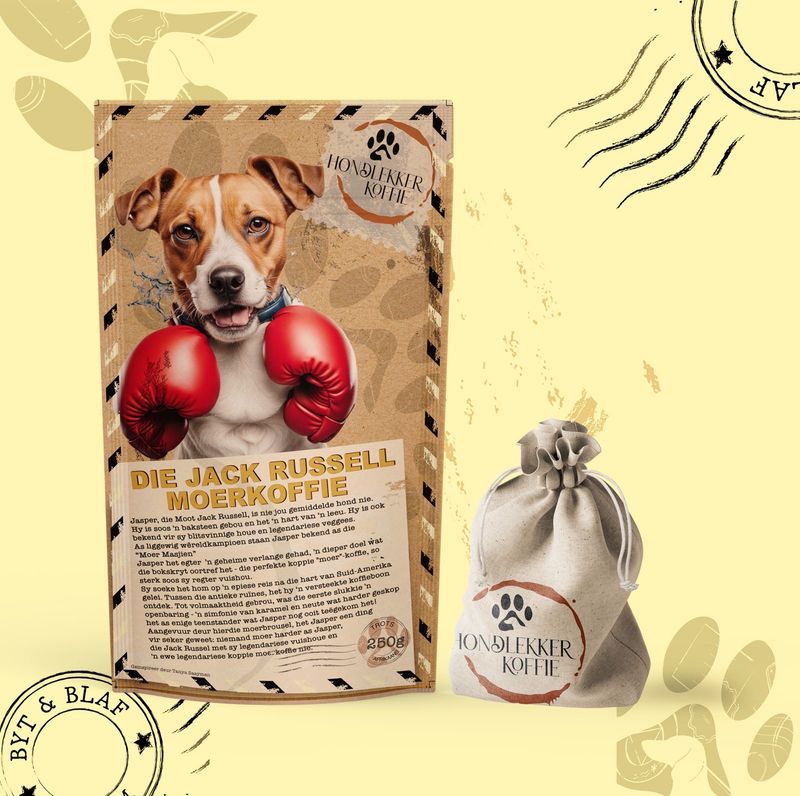 DIE JACK RUSSELL - MOERKOFFIE 1 x 250g koffie + 1 x moersakkie