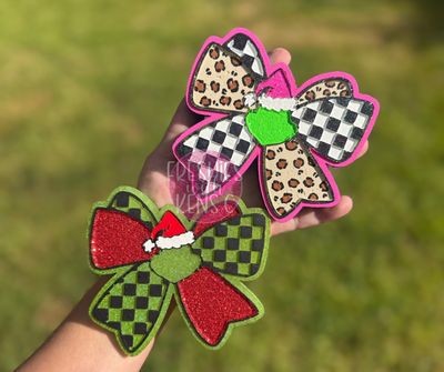 Grinch Checkered Bow