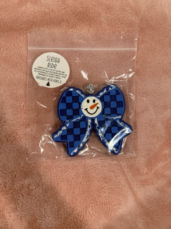Blue Snowman Bow