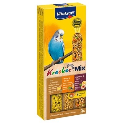 Parkiet kracker combi 3 stuks Honing|Ei|Fruit