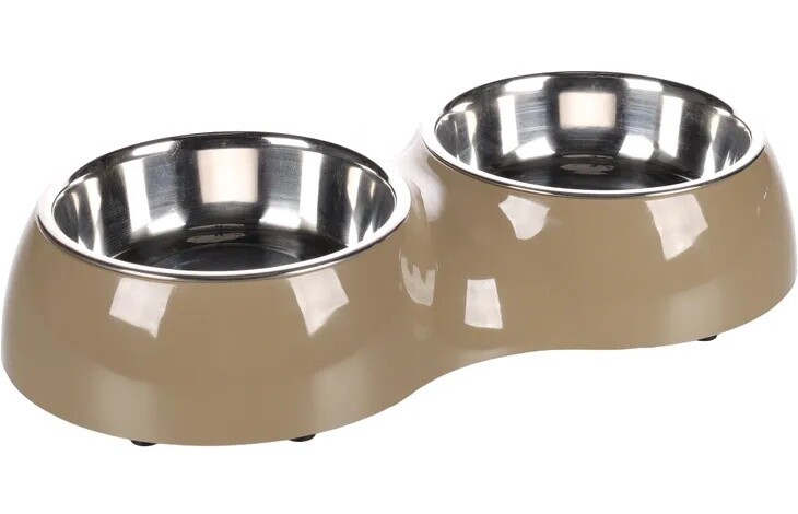 Eet- en drinkpot Duo Dinner Divar Taupe &amp; Zilver
