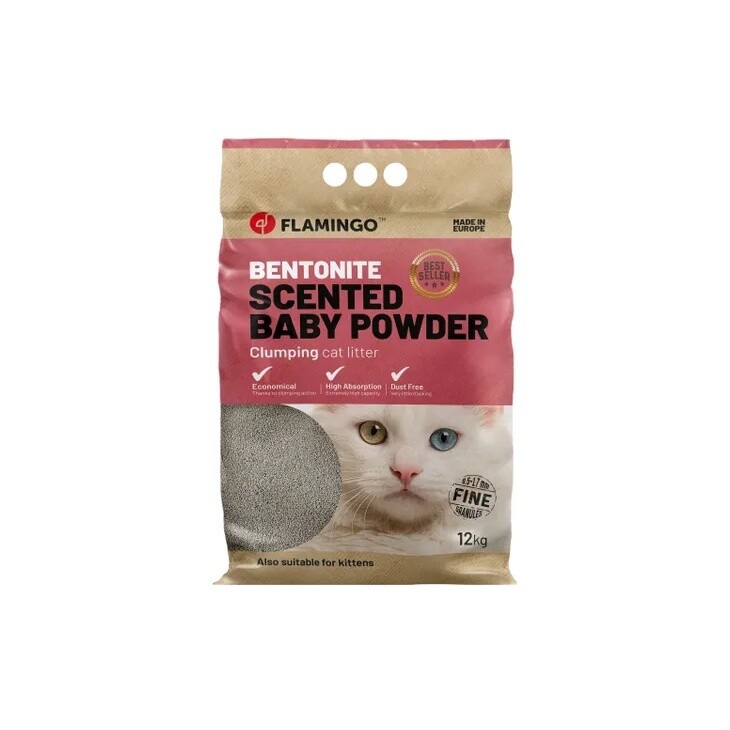Kattenbakvulling Bentoniet met babypoeder Fijne korrels Klonterend