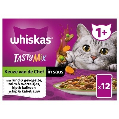 Whiskas 1+ Keuze Van De Chef In Saus Maaltijdzakjes Multipack 12x85 g