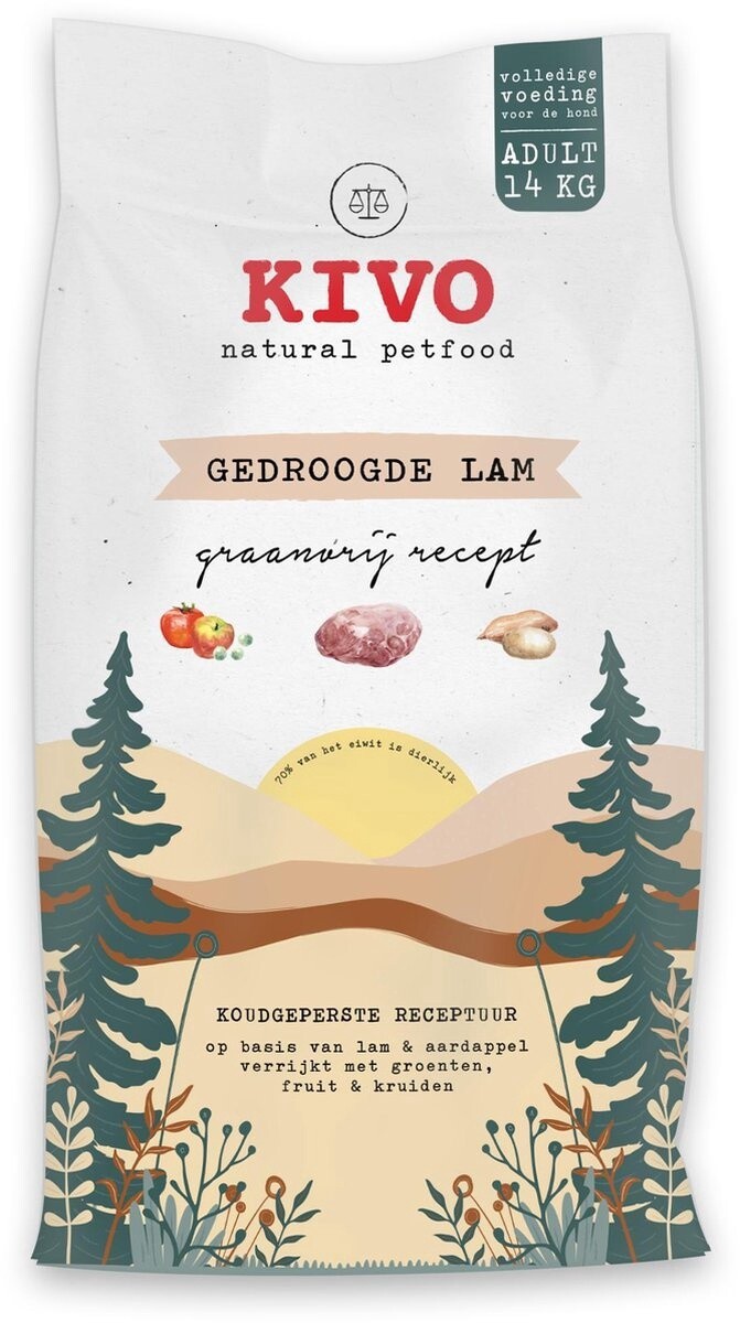 Kivo Petfood gedroogde Lam  14kg