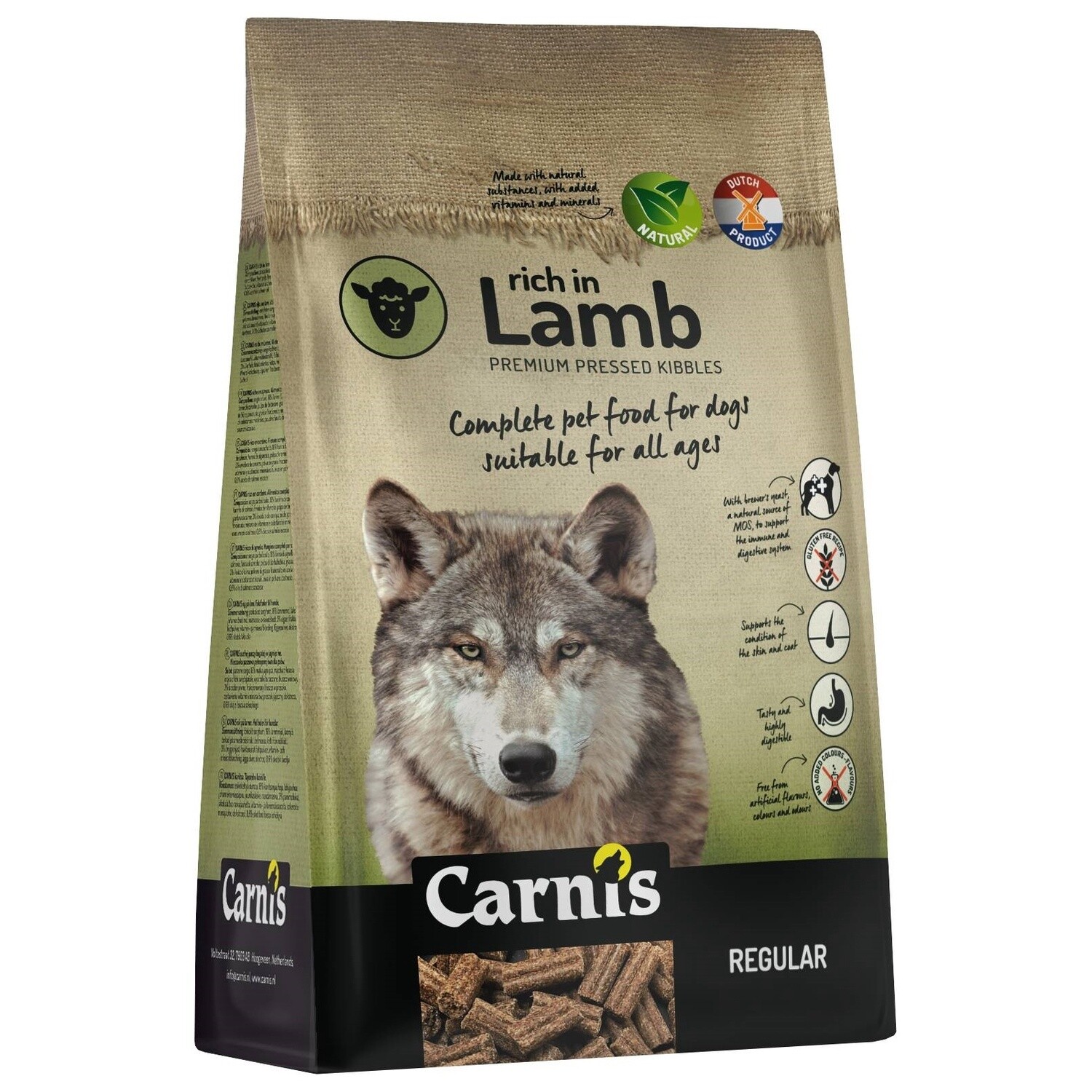 Carnis Droogvoeding Geperst Rijk Lamb Regular Lam 12.5 kg