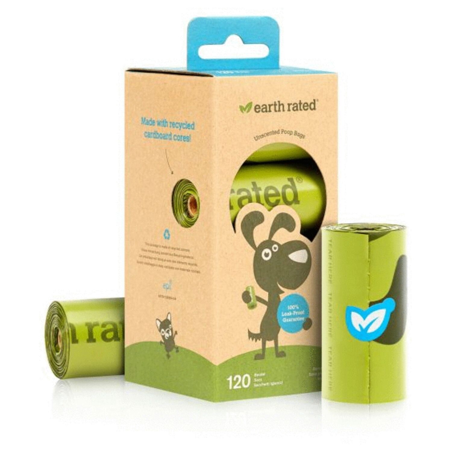 Earth Rated Poepzakjes Navulling Box Geurloos  22.86x33.03 cm Groen 8 rol
