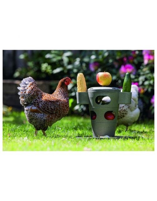 Kippen Snacktoren Grijs|Groen 30x30x32,5 cm