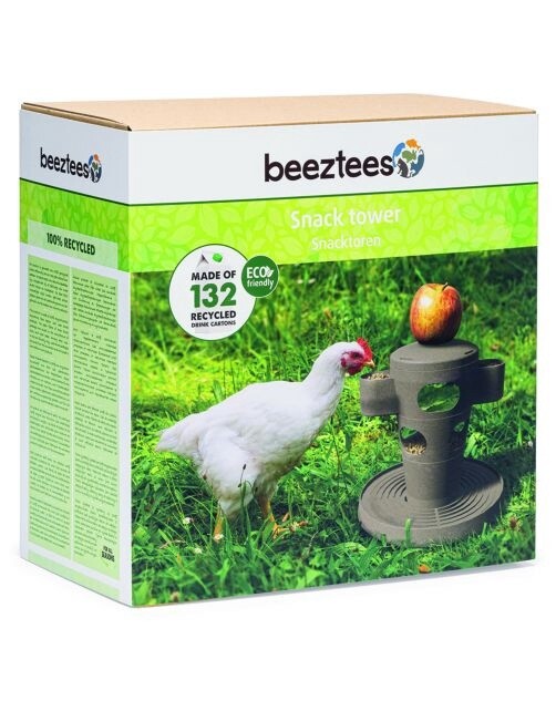 Kippen Snacktoren Grijs|Groen 30x30x32,5 cm