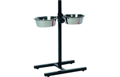 Hondenvoerbak Otis met Standaard - Zilver - 2 x d21 cm - tot 60 cm hoog