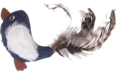 Jeany vogel Blauw met catnip en veren
