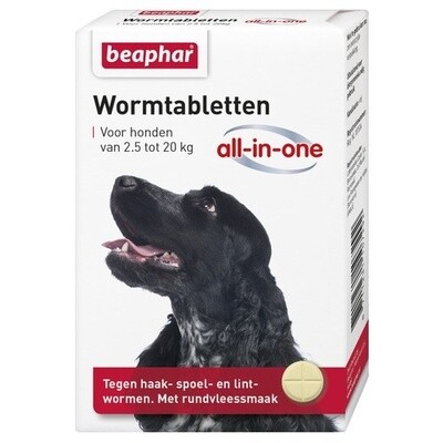 Beaphar wormtablet all in one hond rundsmaak (4 tabl. 2.5 - 40 kg)