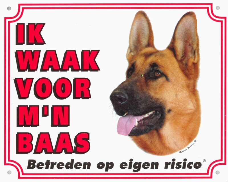 Hier waak ik bordjes &quot;Duitse Herder&quot;