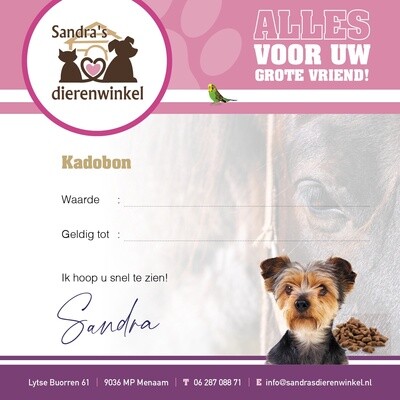 KADOBON Sandra's Dierenwinkel € 10.00
