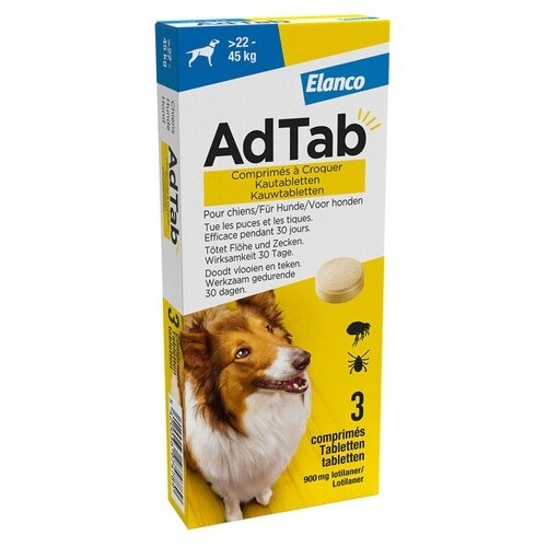 Adtab Kauwtablet Voor Honden 3 stuks - Anti vlooien en tekenmiddel - &gt;22-45 Kg