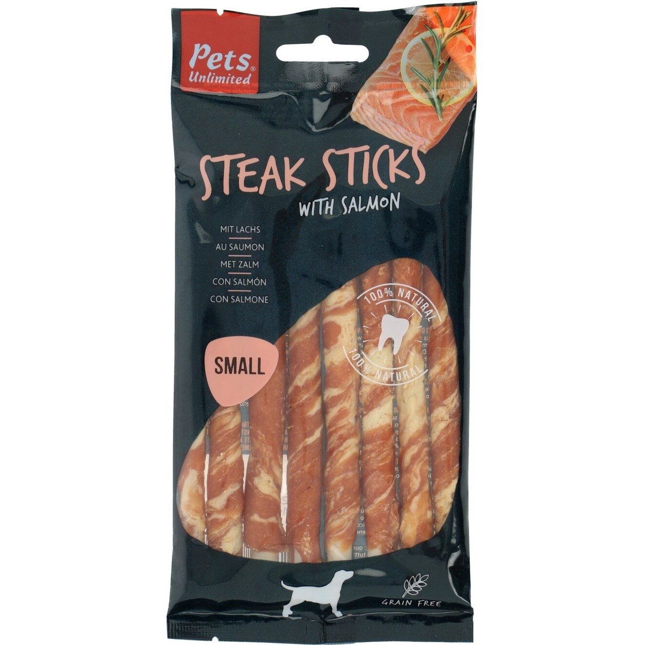 Kleine Steaksticks met Zalm 90g