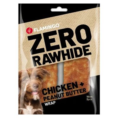 Snack Zero rawhide Wraps met kip & Pindakaas 10cm 60gr / 2 st 120gr