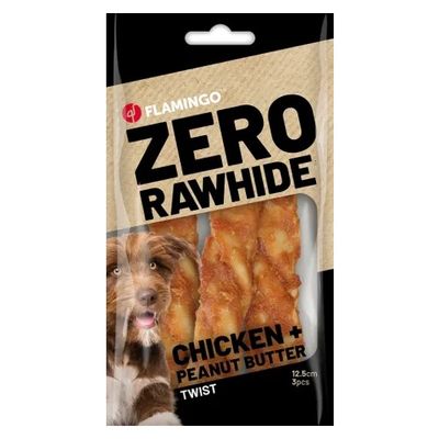 Snack Zero rawhide Staafjes met kip & Pindakaas 12,5cm 40gr / 3 st 120gr