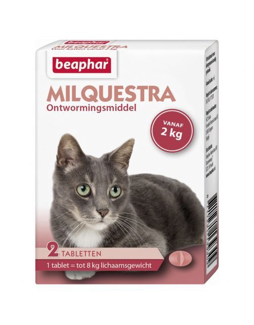 Beaphar Milquestra Kat Rund - Anti wormenmiddel - 2 tab 2 Tot 12 Kg
