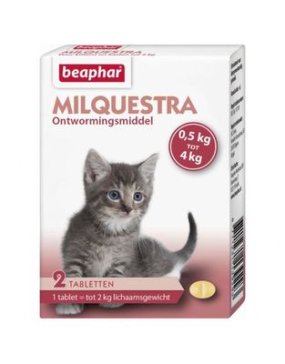 Beaphar Milquestra Kitten - Anti wormenmiddel - Rund 2 tab 0.5 Tot 4 Kg