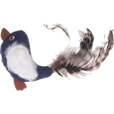 Jeany vogel Blauw met catnip en veren