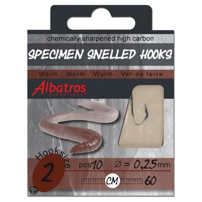 albatros worm snelled haken hoekmaat 10