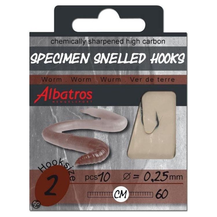 albatros worm snelled haken hoekmaat 10