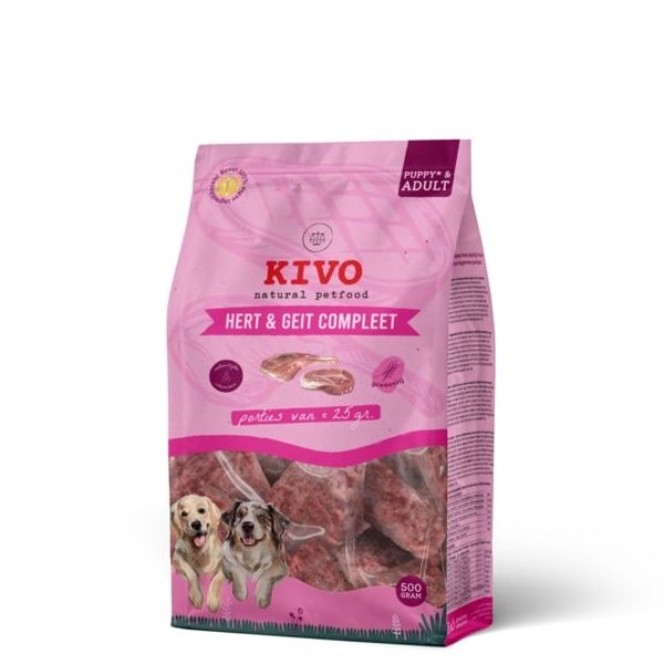 Kivo Hert &amp; Geit Compleet porties 500 gram (diepvries)